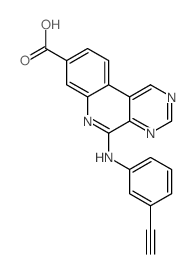 cas no 1009821-06-0 is 5-((3-ETHYNYLPHENYL)AMINO)PYRIMIDO[4,5-C]QUINOLINE-8-CARBOXYLIC ACID