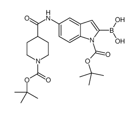 cas no 1021342-82-4 is (1-{[(2-Methyl-2-propanyl)oxy]carbonyl}-5-{[(1-{[(2-methyl-2-prop anyl)oxy]carbonyl}-4-piperidinyl)carbonyl]amino}-1H-indol-2-yl)bo ronic acid