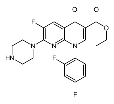cas no 104051-62-9 is ethyl 1-(2,4-difluorophenyl)-6-fluoro-4-oxo-7-piperazin-1-yl-1,8-naphthyridine-3-carboxylate