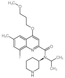 cas no 1078129-57-3 is (R)-8-FLUORO-N-ISOPROPYL-4-(3-METHOXYPROPOXY)-6-METHYL-N-(PIPERIDIN-3-YL)QUINOLINE-2-CARBOXAMIDE