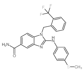 cas no 1092829-83-8 is 2-((4-(METHYLTHIO)PHENYL)AMINO)-1-(2-(TRIFLUOROMETHYL)BENZYL)-1H-BENZO[D]IMIDAZOLE-5-CARBOXAMIDE