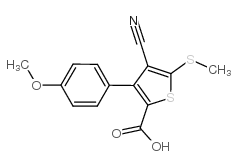 cas no 116493-07-3 is 4-CYANO-3-(4-METHOXYPHENYL)-5-(METHYLTHIO)THIOPHENE-2-CARBOXYLIC ACID
