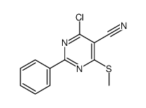 cas no 118996-61-5 is 4-CHLORO-6-(METHYLSULFANYL)-2-PHENYL-5-PYRIMIDINECARBONITRILE