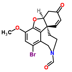 cas no 122584-14-9 is (4aR,8aR)-1-Bromo-3-methoxy-6-oxo-5,6,9,10-tetrahydro-4aH-[1]benz ofuro[3a,3,2-ef][2]benzazepine-11(12H)-carbaldehyde