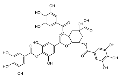 cas no 123134-19-0 is (3R,5R)-4-[3,5-dihydroxy-4-(3,4,5-trihydroxybenzoyl)oxybenzoyl]oxy-1-hydroxy-3,5-bis[(3,4,5-trihydroxybenzoyl)oxy]cyclohexane-1-carboxylic acid