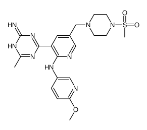 cas no 1253569-05-9 is 4-(2-[(6-Methoxy-3-pyridinyl)amino]-5-{[4-(methylsulfonyl)-1-pipe razinyl]methyl}-3-pyridinyl)-6-methyl-1,3,5-triazin-2-amine