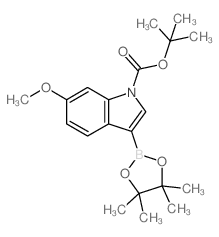 cas no 1256360-00-5 is tert-Butyl 6-methoxy-3-(4,4,5,5-tetramethyl-1,3,2-dioxaborolan-2-yl)-1H-indole-1-carboxylate
