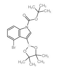 cas no 1256360-01-6 is tert-Butyl 4-bromo-3-(4,4,5,5-tetramethyl-1,3,2-dioxaborolan-2-yl)-1H-indole-1-carboxylate