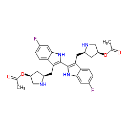 cas no 1260251-26-0 is acetic acid 5-[3'-(4-acetoxypyrrolidin-2-ylmethyl)-6,6’-difluoro-1H,1'H-[2,2']biindolyl-3-ylmethyl]pyrrolidin-3-yl ester