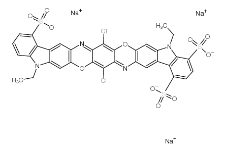 cas no 1324-58-9 is trisodium 8,18-dichloro-5,15-diethyl-5,15-dihydrodiindolo[3,2-b:3',2'-m]triphenodioxazinetrisulphonate