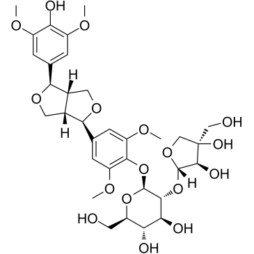 cas no 136997-64-3 is (-)-Syringaresnol 4-O-β-D-apiofuranosyl-(1→2)-β-D-glucopyranoside