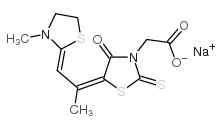 cas no 144940-73-8 is sodium,2-[(5E)-5-[(1E)-1-(3-methyl-1,3-thiazolidin-2-ylidene)propan-2-ylidene]-4-oxo-2-sulfanylidene-1,3-thiazolidin-3-yl]acetate