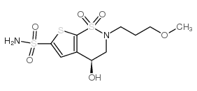 cas no 154127-42-1 is (S)-3,4-Dihydro-4-hydroxy-2-(3-methoxypropyl)-2H-thieno[3,2-e]-1,2-thiazine-6-sulfonamide 1,1-dioxide