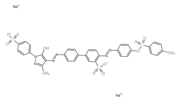cas no 15792-50-4 is [1,1'-Biphenyl]-3-sulfonicacid,4'-[2-[4,5-dihydro-3-methyl-5-oxo-1-(4-sulfophenyl)-1H-pyrazol-4-yl]diazenyl]-4-[2-[4-[[(4-methylphenyl)sulfonyl]oxy]phenyl]diazenyl]-,sodium salt (1:2)