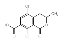 cas no 16281-39-3 is 5-chloro-3,4-dihydro-8-hydroxy-3-methyl-1h-2-benzopyran-1-one-7-carboxylic acid