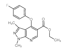 cas no 174842-35-4 is ETHYL 4-(4-FLUOROPHENOXY)-1,3-DIMETHYL-1H-PYRAZOLO[3,4-B]PYRIDINE-5-CARBOXYLATE