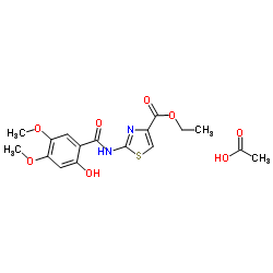 cas no 185106-05-2 is Ethyl 2-[(2-hydroxy-4,5-dimethoxybenzoyl)amino]-1,3-thiazole-4-carboxylate acetate (1:1)