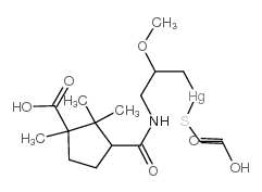 cas no 20223-84-1 is [3-[(3-carboxylato-2,2,3-trimethylcyclopentanecarbonyl)amino]-2-methoxypropyl]mercury(1+),hydron,2-sulfidoacetate