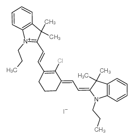 cas no 207399-07-3 is 2-?[2-?[2-?CHLORO-?3-?[(1,?3-?DIHYDRO-?3,? 3-?DIMETHYL-?1-?PROPYL-?2H-? INDOL-?2-?YLIDENE)?ETHYLIDENE]?-?1-? CYCLOHEXEN-?1-?YL]?ETHENYL]?-?3,?3- ?DIMETHYL-?1-?PROPYLINDOLIUM IODIDE