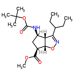 cas no 229613-93-8 is (3aR,4R,6S,6aS)-4-[[(1,1-Dimethylethoxy)carbonyl]amino]-3-(1-ethylpropyl)-3a,5,6,6a-tetrahydro-4H-cyclopent[d]isoxazole-6-carboxylic acid methyl ester