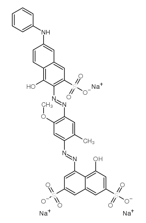 cas no 3354-97-0 is 2,7-Naphthalenedisulfonicacid,4-hydroxy-5-[2-[4-[2-[1-hydroxy-6-(phenylamino)-3-sulfo-2-naphthalenyl]diazenyl]-5-methoxy-2-methylphenyl]diazenyl]-,sodium salt (1:3)