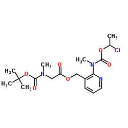 cas no 338990-31-1 is N-Methyl-N-(3-[((N-tert-butoxycarbonyl-N-methylamino)acetoxy)methyl]pyridin-2-yl)carbamic acid 1-chloroethyl ester