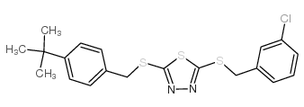 cas no 353254-78-1 is 5-(4-TERT-BUTYLBENZYLTHIO)-2-(3-CHLOROBENZYLTHIO)-1,3,4-THIADIAZOLE