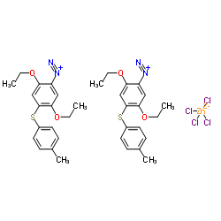 cas no 38656-51-8 is 2,5-Diethoxy-4-[(4-methylphenyl)thio]-benzenediazonium tetrachlorozincate