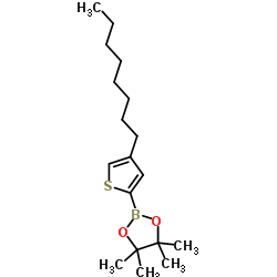 cas no 405165-12-0 is 4,4,5,5-Tetramethyl-2-(4-n-octyl-2-thienyl)-1,3,2-dioxaborolan