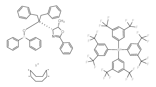 cas no 405235-55-4 is ((4s,5s)-(+)-o-[1-benzyl-1-(5-methyl-2-phenyl-4,5-dihydro-oxazol-4-yl)-2-phenylethyl]-diphenyl-phosphinite)(1,5-cod)iridium (i) tetrakis(3,5-bis(trifluoromethyl)phenylborate