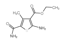 cas no 43028-63-3 is ethyl 2-amino-5-carbamoyl-4-methylthiophene-3-carboxylate