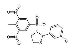 cas no 477489-69-3 is 2-(3-Chlorophenyl)-3-[(4-methyl-3,5-dinitrophenyl)sulfonyl]-1,3-t hiazolidine