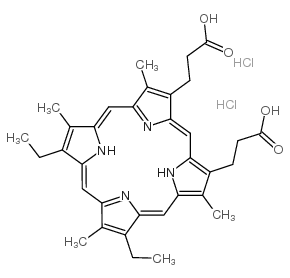 cas no 493-90-3 is 7,12-diethyl-3,8,13,17-tetramethyl-21H,23H-porphine-2,18-dipropionic acid