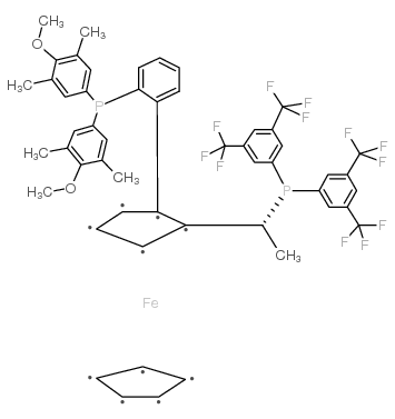 cas no 494227-30-4 is (R)-(+)-1-[(R)-2-(2'-Di(3,5-dimethyl-4-methoxyphenyl)phosphinophenyl)ferrocenyl]ethyldi(bis-3,5-trifluoromethylphenyl)phosphine