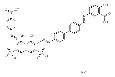 cas no 5422-17-3 is Benzoic acid,5-[2-[4'-[2-[8-amino-1-hydroxy-7-[2-(4-nitrophenyl)diazenyl]-3,6-disulfo-2-naphthalenyl]diazenyl][1,1'-biphenyl]-4-yl]diazenyl]-2-hydroxy-,sodium salt (1:3)