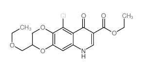 cas no 54340-59-9 is 1,4-Dioxino[2,3-g]quinoline-8-carboxylicacid, 10-chloro-3-(ethoxymethyl)-2,3,6,9-tetrahydro-9-oxo-, ethyl ester
