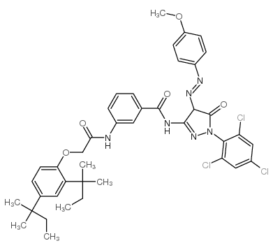 cas no 55664-78-3 is 1-(2,4,6-Trichlorophenyl)-3-[3-(2,4-di-tert-pentylphenoxy)acetamidobenzamido]-4-(4-methoxyphenyl)azo-2-pyrazolin-5-one