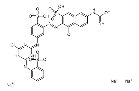 cas no 6014-69-3 is Trisodium 7-(carbamoylamino)-3-{[5-({4-chloro-6-[(2-sulfonatophen yl)amino]-1,3,5-triazin-2-yl}amino)-2-sulfonatophenyl]diazenyl}-4 -hydroxy-2-naphthalenesulfonate