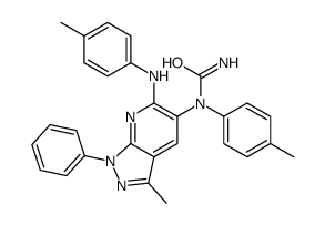 cas no 603092-95-1 is Urea, N-[3-methyl-6-[(4-methylphenyl)amino]-1-phenyl-1H-pyrazolo[3,4-b]pyridin-5-yl]-N-(4-methylphenyl)- (9CI)