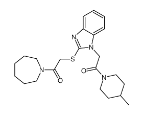cas no 606110-15-0 is 1H-Azepine,hexahydro-1-[[[1-[2-(4-methyl-1-piperidinyl)-2-oxoethyl]-1H-benzimidazol-2-yl]thio]acetyl]-(9CI)