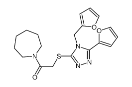 cas no 606111-81-3 is 1H-Azepine,1-[[[5-(2-furanyl)-4-(2-furanylmethyl)-4H-1,2,4-triazol-3-yl]thio]acetyl]hexahydro-(9CI)