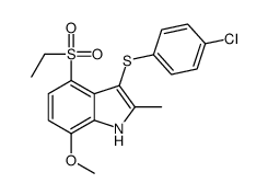 cas no 628736-13-0 is 3-(4-chlorophenyl)sulfanyl-4-ethylsulfonyl-7-methoxy-2-methyl-1H-indole