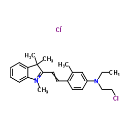 cas no 6441-82-3 is 3H-Indolium, 2-(2-(4-((2-chloroethyl)ethylamino)-2-methylphenyl)ethenyl)-1,3,3-trimethyl-, chloride (1:1)