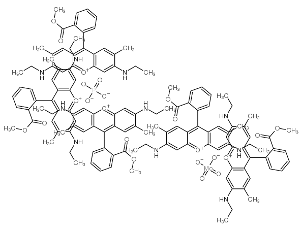 cas no 68310-07-6 is Xanthylium, 3,6-bis(ethylamino)-9-[2-(methoxycarbonyl)phenyl]-2,7-dimethyl-, molybdatephosphate