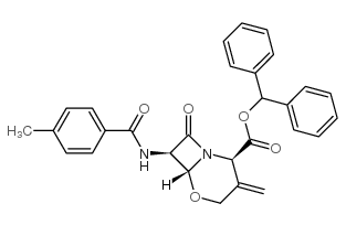 cas no 68313-81-5 is (2R,6R,7R)-BENZHYDRYL 7-(4-METHYLBENZAMIDO)-3-METHYLENE-8-OXO-5-OXA-1-AZABICYCLO[4.2.0]OCTANE-2-CARBOXYLATE