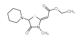 cas no 73-09-6 is Acetic acid,2-[3-methyl-4-oxo-5-(1-piperidinyl)-2-thiazolidinylidene]-, ethyl ester