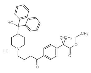 cas no 76811-96-6 is Ethyl 4-{4-[4-(hydroxydiphenylmethyl)-1-piperidinyl]-1-oxobutyl}-alpha,alpha-dimethylbenzeneacetate hydrochloride