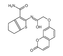 cas no 791597-51-8 is 2-(2-(2-oxo-2H-chromen-7-yloxy)acetamido)-5,6-dihydro-4H-cyclopenta[b]thiophene-3-carboxamide