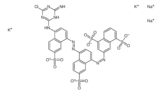cas no 85586-78-3 is dipotassium,disodium,3-[[4-[[4-[(4-amino-6-chloro-1,3,5-triazin-2-yl)amino]-7-sulfonatonaphthalen-1-yl]diazenyl]-7-sulfonatonaphthalen-1-yl]diazenyl]naphthalene-1,5-disulfonate