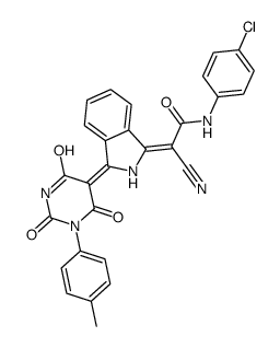 cas no 85959-60-0 is N-(p-chlorophenyl)-2-cyano-2-[2,3-dihydro-3-[tetrahydro-2,4,6-trioxo-1-p-tolylpyrimidin-5(2H)-ylidene]-1H-isoindol-1-ylidene]acetamide